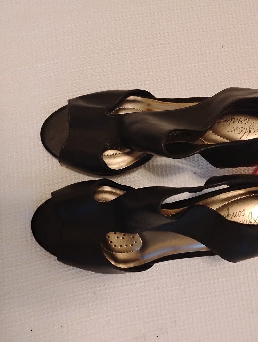 Black Deflex Comfort Open Toe Cut Out heel Shoes 3"